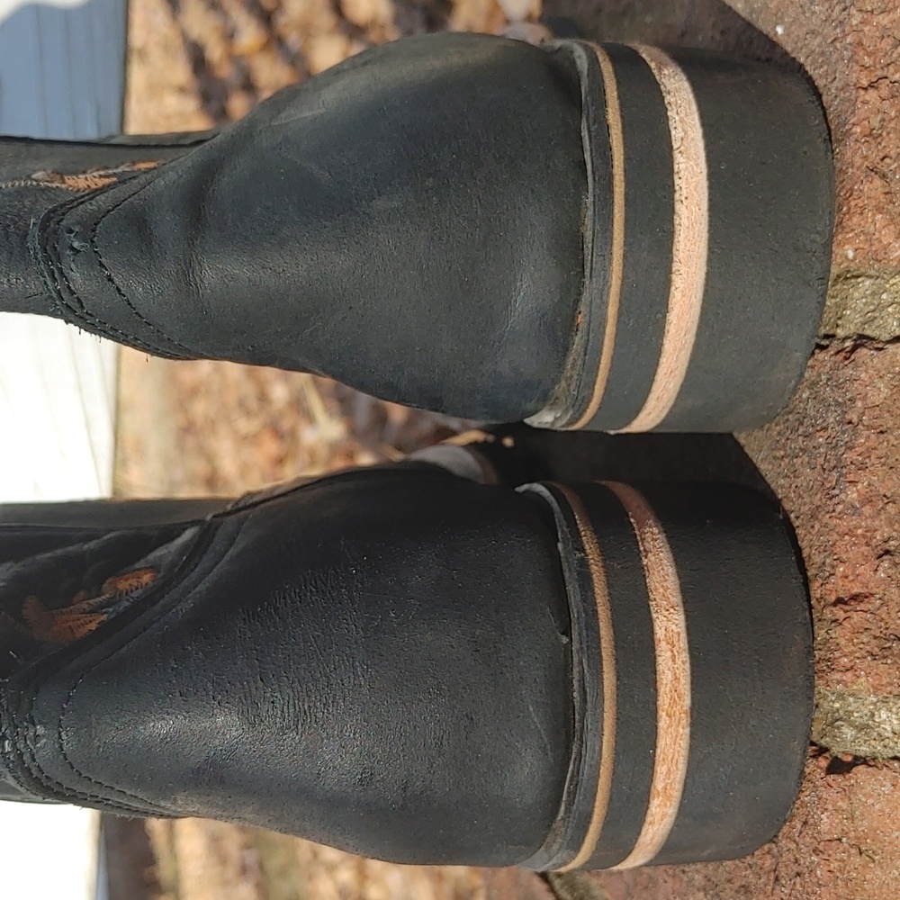 Halcones Rose Embroidered Square Toe Leather Cowb… - image 7